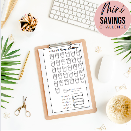 Water Savings Challenge | Mini Savings Challenge Trackers | Fits A6 or A7 Budget Binders