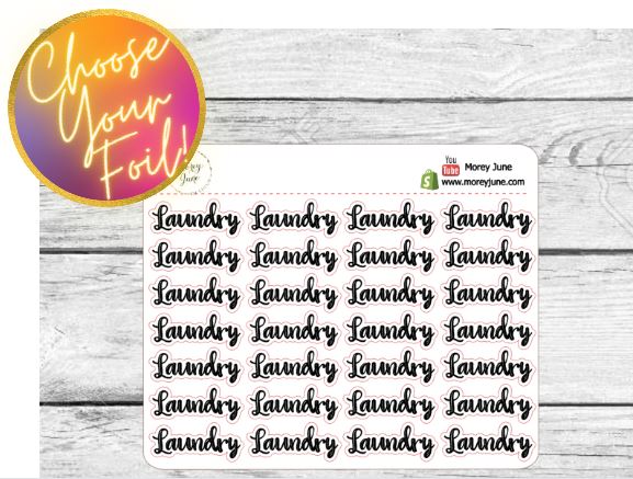 FOILED Laundry Script Stickers - Choose your foil!